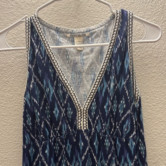 Lucky Brand Navy and White Geometric Midi Dress - Picture 4 of 4